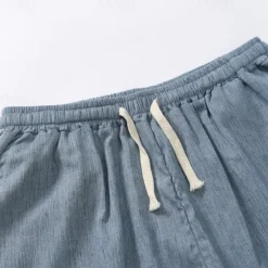 Discount OUKU Men's Shorts Linen Shorts Summer Shorts Beach Shorts Pocket Drawstring Elastic Waist Plain Comfort Breathable Calf-Length Vacation Holiday Beach Hawaiian Boho Black Dark Gray