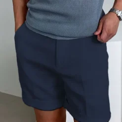 New OUKU Men's Shorts Linen Shorts Dress Shorts Summer Shorts Beach Shorts Zipper Plain Comfort Breathable Short Outdoor Daily Streetwear Stylish Casual Black White Inelastic