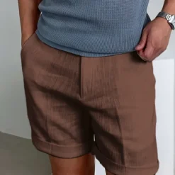New OUKU Men's Shorts Linen Shorts Dress Shorts Summer Shorts Beach Shorts Zipper Plain Comfort Breathable Short Outdoor Daily Streetwear Stylish Casual Black White Inelastic