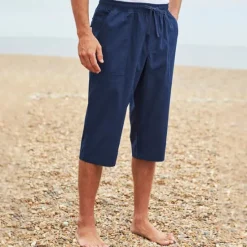 Online OUKU Men's Shorts Linen Shorts Summer Shorts Capri Pants Pocket Plain Comfort Breathable Outdoor Daily Going out Linen / Cotton Blend Fashion Streetwear Black White