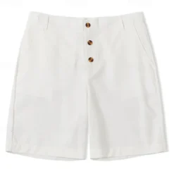 Online OUKU Men's Shorts Linen Shorts Summer Shorts Beach Shorts Buttons Pocket Straight Leg Plain Comfort Breathable Short Casual Daily Holiday Fashion Designer Black White