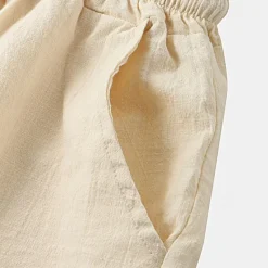 OUKU Men's Shorts Linen Shorts Summer Shorts Drawstring Elastic Waist Plain Comfort Short Casual Daily Holiday Linen Cotton Blend Fashion Classic Style Black White Yellow