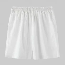 OUKU Men's Shorts Linen Shorts Summer Shorts Drawstring Elastic Waist Plain Comfort Short Casual Daily Holiday Linen Cotton Blend Fashion Classic Style Black White Yellow