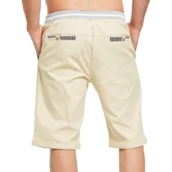 OUKU Men's Shorts Linen Shorts Summer Shorts Beach Shorts Patchwork Drawstring Elastic Waist Plain Comfort Breathable Outdoor Daily Going out Fashion Casual Light Khaki Black