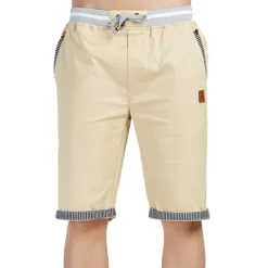OUKU Men's Shorts Linen Shorts Summer Shorts Beach Shorts Patchwork Drawstring Elastic Waist Plain Comfort Breathable Outdoor Daily Going out Fashion Casual Light Khaki Black