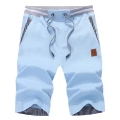 OUKU Men's Shorts Linen Shorts Summer Shorts Beach Shorts Patchwork Drawstring Elastic Waist Plain Comfort Breathable Outdoor Daily Going out Fashion Casual Light Khaki Black
