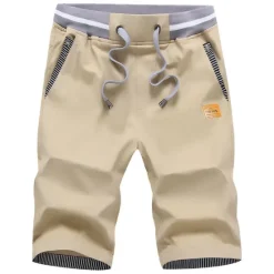 OUKU Men's Shorts Linen Shorts Summer Shorts Beach Shorts Patchwork Drawstring Elastic Waist Plain Comfort Breathable Outdoor Daily Going out Fashion Casual Light Khaki Black