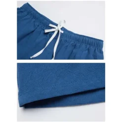 Online OUKU Men's Shorts Linen Shorts Summer Shorts Drawstring Elastic Waist Straight Leg Plain Comfort Breathable Above Knee Casual Daily Holiday Fashion Classic Style Black White