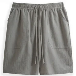 Discount OUKU Men's Shorts Linen Shorts Summer Shorts Beach Shorts Pocket Drawstring Elastic Waist Plain Comfort Breathable Knee Length Casual Daily Holiday Fashion Classic Style Black White