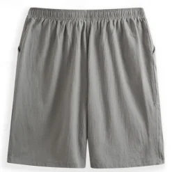 Discount OUKU Men's Shorts Linen Shorts Summer Shorts Beach Shorts Pocket Drawstring Elastic Waist Plain Comfort Breathable Knee Length Casual Daily Holiday Fashion Classic Style Black White
