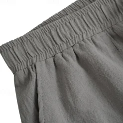 Discount OUKU Men's Shorts Linen Shorts Summer Shorts Beach Shorts Pocket Drawstring Elastic Waist Plain Comfort Breathable Knee Length Casual Daily Holiday Fashion Classic Style Black White