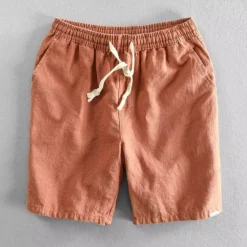 Outlet OUKU Men's Shorts Linen Shorts Summer Shorts Beach Shorts Pocket Drawstring Elastic Waist Plain Comfort Breathable Short Vacation Holiday Beach Hawaiian Boho Black Navy Blue Beige