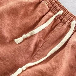 Outlet OUKU Men's Shorts Linen Shorts Summer Shorts Beach Shorts Pocket Drawstring Elastic Waist Plain Comfort Breathable Short Vacation Holiday Beach Hawaiian Boho Black Navy Blue Beige