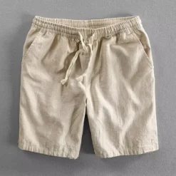 Outlet OUKU Men's Shorts Linen Shorts Summer Shorts Beach Shorts Pocket Drawstring Elastic Waist Plain Comfort Breathable Short Vacation Holiday Beach Hawaiian Boho Black Navy Blue Beige