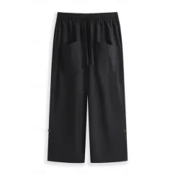 Clearance OUKU Men's Shorts Linen Shorts Summer Shorts Beach Shorts Capri Pants Drawstring Elastic Waist Front Pocket Plain Comfort Breathable Daily Holiday Going out Hawaiian Boho Black White