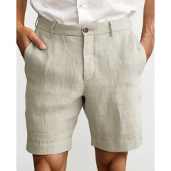 New OUKU Men's Shorts Linen Shorts Dress Shorts Summer Shorts Zipper Buttons Pocket Plain Comfort Breathable Outdoor Daily Going out Fashion Casual Black White