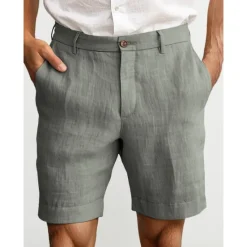 New OUKU Men's Shorts Linen Shorts Dress Shorts Summer Shorts Zipper Buttons Pocket Plain Comfort Breathable Outdoor Daily Going out Fashion Casual Black White