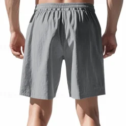 Clearance OUKU Men's Shorts Linen Shorts Summer Shorts Beach Shorts Pocket Drawstring Elastic Waist Plain Comfort Breathable Short Vacation Holiday Beach Hawaiian Boho Black White