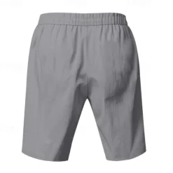 Clearance OUKU Men's Shorts Linen Shorts Summer Shorts Beach Shorts Pocket Drawstring Elastic Waist Plain Comfort Breathable Short Vacation Holiday Beach Hawaiian Boho Black White