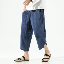 OUKU Men's Shorts Linen Shorts Summer Shorts Beach Shorts Capri Pants Drawstring Elastic Waist Plain Breathable Soft Short Casual Daily Holiday Linen / Cotton Blend Streetwear Hawaiian Black White