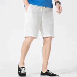 Clearance OUKU Men's Shorts Linen Shorts Summer Shorts Pocket Plain Comfort Breathable Outdoor Daily Going out Linen / Cotton Blend Fashion Casual Blue Green