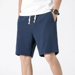 Clearance OUKU Men's Shorts Linen Shorts Summer Shorts Pocket Plain Comfort Breathable Outdoor Daily Going out Linen / Cotton Blend Fashion Casual Blue Green