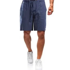 Outlet OUKU Men's Shorts Linen Shorts Summer Shorts Beach Shorts Drawstring Elastic Waist Plain Breathable Soft Short Casual Daily Holiday Streetwear Hawaiian White Blue Micro-elastic