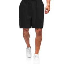 Outlet OUKU Men's Shorts Linen Shorts Summer Shorts Beach Shorts Drawstring Elastic Waist Plain Breathable Soft Short Casual Daily Holiday Streetwear Hawaiian White Blue Micro-elastic