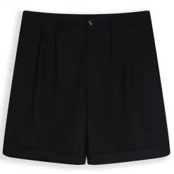 Clearance OUKU Men's Shorts Linen Shorts Dress Shorts Summer Shorts Pleated Shorts Pocket Pleats Straight Leg Plain Comfort Breathable Knee Length Formal Work Daily Fashion Streetwear Black White Inelastic