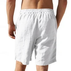 Clearance OUKU Men's Shorts Linen Shorts Summer Shorts Beach Shorts Pocket Drawstring Elastic Waist Plain Comfort Breathable Short Vacation Holiday Beach Hawaiian Boho Black White