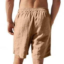 Clearance OUKU Men's Shorts Linen Shorts Summer Shorts Beach Shorts Pocket Drawstring Elastic Waist Plain Comfort Breathable Short Vacation Holiday Beach Hawaiian Boho Black White