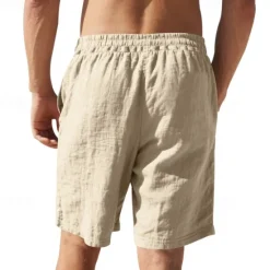 Clearance OUKU Men's Shorts Linen Shorts Summer Shorts Beach Shorts Pocket Drawstring Elastic Waist Plain Comfort Breathable Short Vacation Holiday Beach Hawaiian Boho Black White