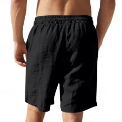 Clearance OUKU Men's Shorts Linen Shorts Summer Shorts Beach Shorts Pocket Drawstring Elastic Waist Plain Comfort Breathable Short Vacation Holiday Beach Hawaiian Boho Black White