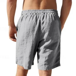Clearance OUKU Men's Shorts Linen Shorts Summer Shorts Beach Shorts Pocket Drawstring Elastic Waist Plain Comfort Breathable Short Vacation Holiday Beach Hawaiian Boho Black White