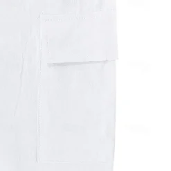 Online OUKU Men's Shorts Linen Shorts Summer Shorts Beach Shorts Drawstring Elastic Waist Multi Pocket Plain Comfort Breathable Short Vacation Holiday Beach Hawaiian Boho Black White