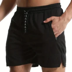 New OUKU Men's Shorts Sports Going out Weekend Running Casual Drawstring Elastic Waist Plain Knee Length Gymnatics Activewear Wine Red Black Micro-elastic
