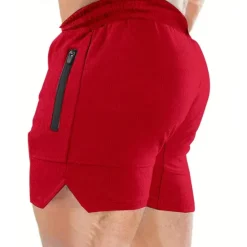 New OUKU Men's Shorts Sports Going out Weekend Running Casual Drawstring Elastic Waist Plain Knee Length Gymnatics Activewear Wine Red Black Micro-elastic