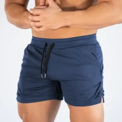 Discount OUKU Men's Shorts Sports Going out Weekend Running Casual Drawstring Elastic Waist Plain Knee Length Gymnatics Activewear Lake blue Wine Red Micro-elastic