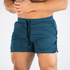 Discount OUKU Men's Shorts Sports Going out Weekend Running Casual Drawstring Elastic Waist Plain Knee Length Gymnatics Activewear Lake blue Wine Red Micro-elastic