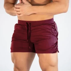Discount OUKU Men's Shorts Sports Going out Weekend Running Casual Drawstring Elastic Waist Plain Knee Length Gymnatics Activewear Lake blue Wine Red Micro-elastic