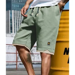 OUKU Men's Shorts Summer Shorts Casual Shorts Pocket Drawstring Elastic Waist Patchwork Comfort Breathable Short Outdoor Vacation Sport Casual Black Blue