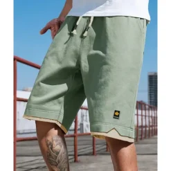 OUKU Men's Shorts Summer Shorts Casual Shorts Pocket Drawstring Elastic Waist Patchwork Comfort Breathable Short Outdoor Vacation Sport Casual Black Blue