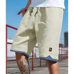 OUKU Men's Shorts Summer Shorts Casual Shorts Pocket Drawstring Elastic Waist Patchwork Comfort Breathable Short Outdoor Vacation Sport Casual Black Blue