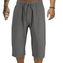 Discount OUKU Men's Shorts Summer Shorts Capri Pants Drawstring Elastic Waist Plain Comfort Outdoor Daily Going out Stylish Casual Black White