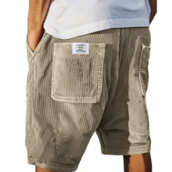 Best OUKU Men's Shorts Summer Shorts Casual Shorts Corduroy Shorts Pocket Drawstring Elastic Waist Plain Comfort Breathable Short Outdoor Vacation Sport Casual Black White