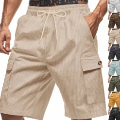 Online OUKU Men's Shorts Summer Shorts Casual Shorts Pocket Drawstring Elastic Waist Plain Comfort Breathable Short Outdoor Vacation Sport Casual Black White