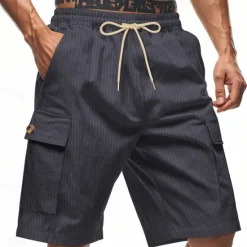Online OUKU Men's Shorts Summer Shorts Casual Shorts Pocket Drawstring Elastic Waist Plain Comfort Breathable Short Outdoor Vacation Sport Casual Black White