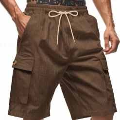 Online OUKU Men's Shorts Summer Shorts Casual Shorts Pocket Drawstring Elastic Waist Plain Comfort Breathable Short Outdoor Vacation Sport Casual Black White