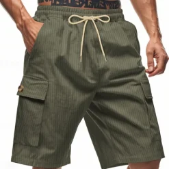 Online OUKU Men's Shorts Summer Shorts Casual Shorts Pocket Drawstring Elastic Waist Plain Comfort Breathable Short Outdoor Vacation Sport Casual Black White