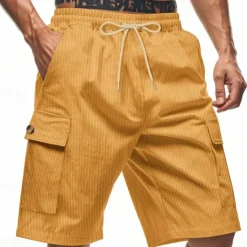 Online OUKU Men's Shorts Summer Shorts Casual Shorts Pocket Drawstring Elastic Waist Plain Comfort Breathable Short Outdoor Vacation Sport Casual Black White